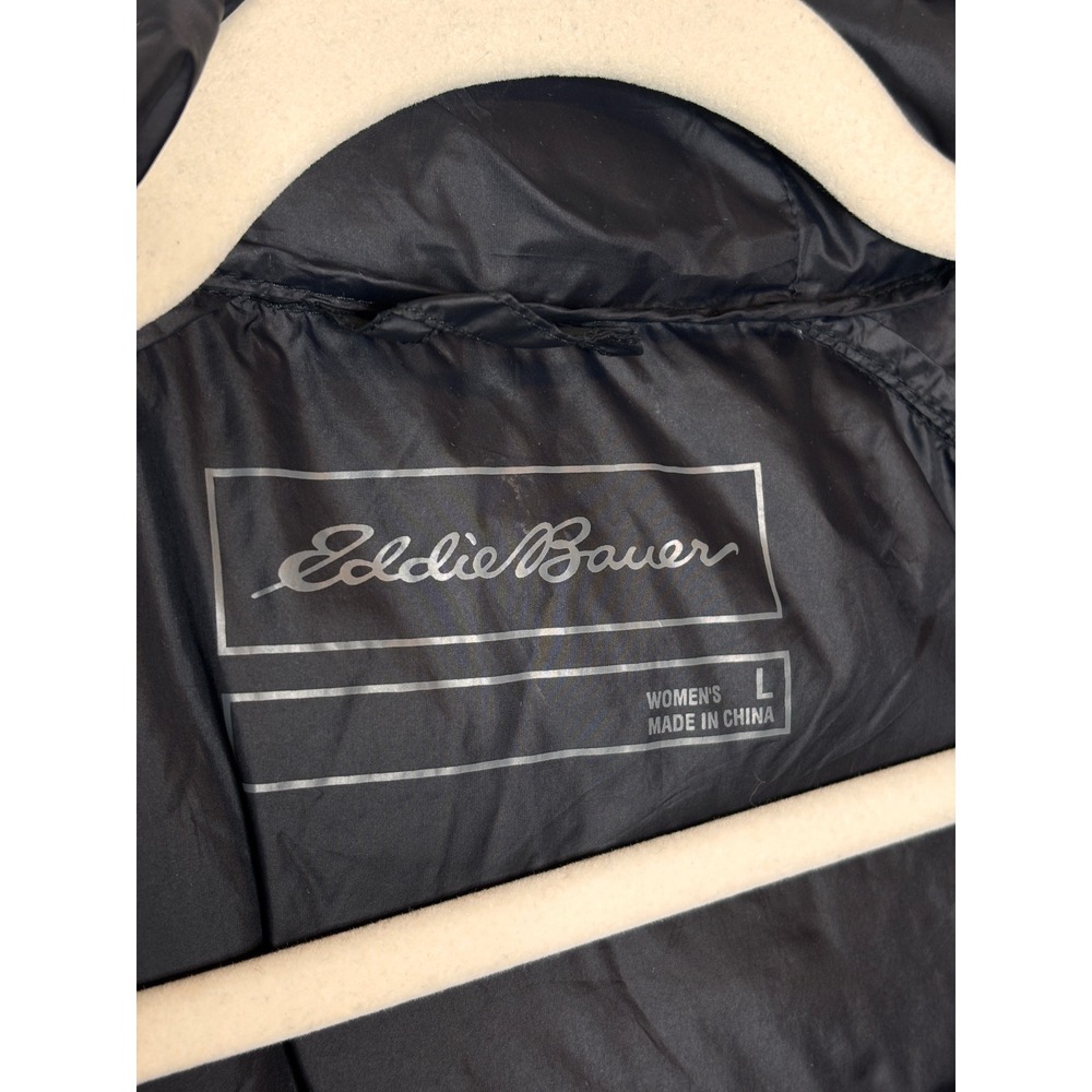 Eddie Bauer Down Black Hooded Puffer Coat Jacket Parka Size L‎ - Picture 4 of 9